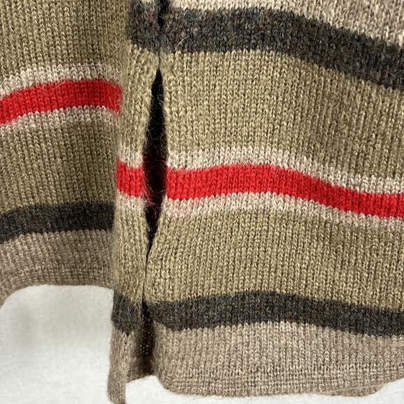 Ann Taylor Loft Knit Poncho Size L/XL Wool Mohair Beige Red Cowl Neck 4 Panel - Picture 3 of 8